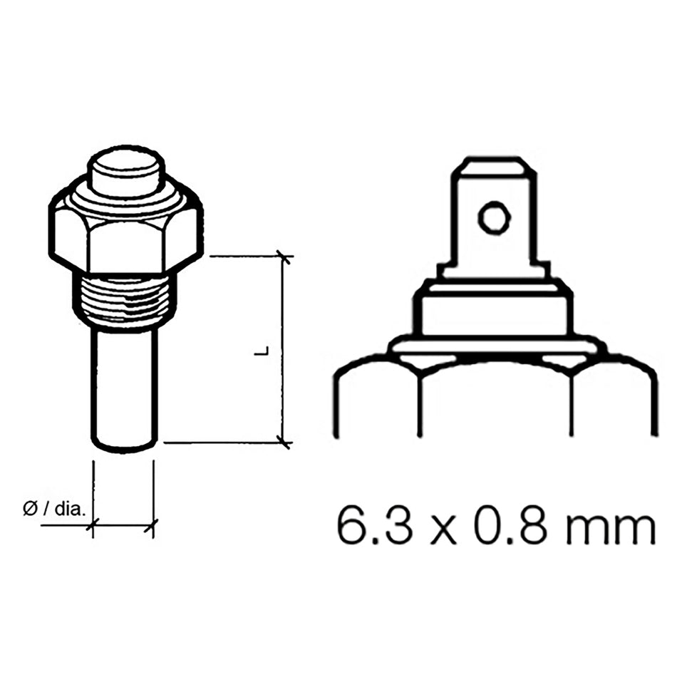 Capteur de température d'huile moteur Veratron - Unipolaire, masse commune - 50-150 °C/120-300 °F - 6/24 V - Filetage M14 x 1,5 [323-801-004-002N]