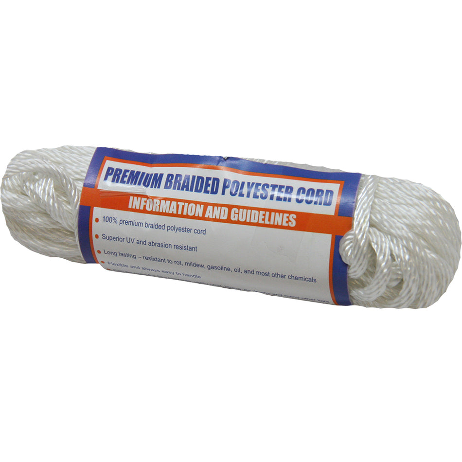 Cordon tressé en polyester solide Sea-Dog - 5/32" x 50 - Blanc [303304050-1]