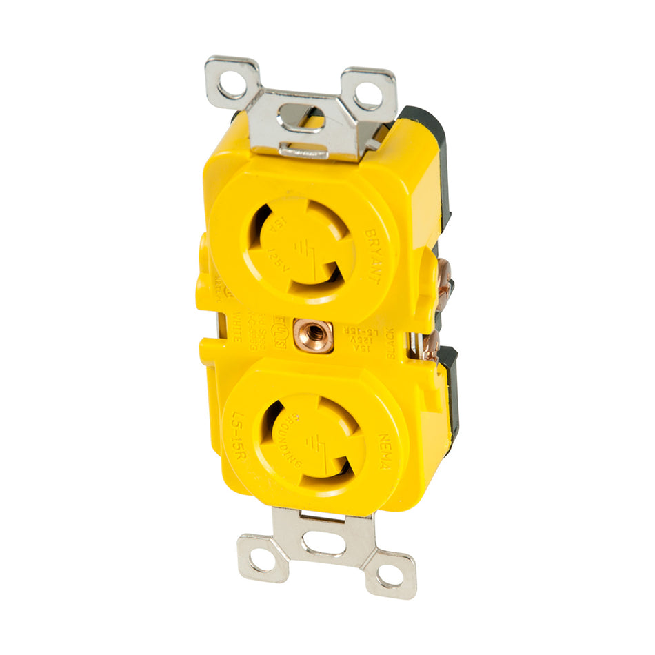 Prise verrouillable Marinco - 15 A, 125 V - Jaune [4700CR]