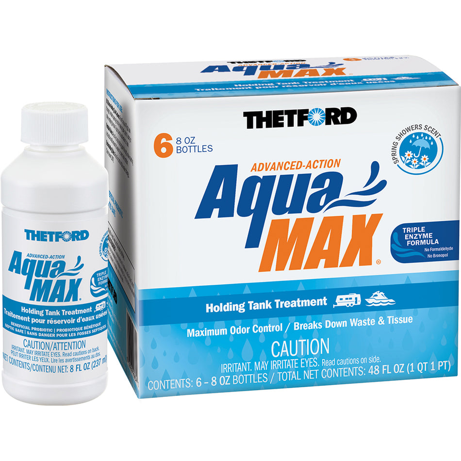 Traitement pour réservoir de rétention Thetford AquaMax - Paquet de 6 - Liquide de 227 ml - Parfum de douche printanière [96634]