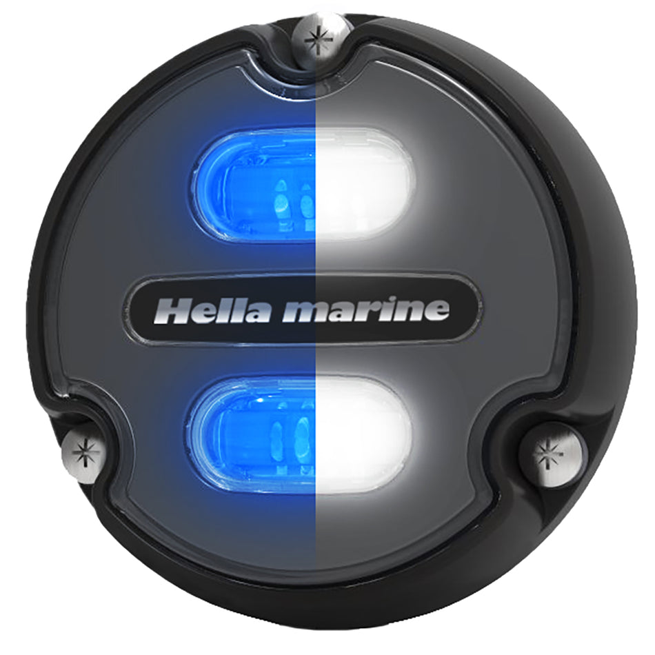 Feu sous-marin Hella Marine Apelo A1 bleu et blanc - 1800 lumens - Boîtier noir - Lentille anthracite [016145-001]