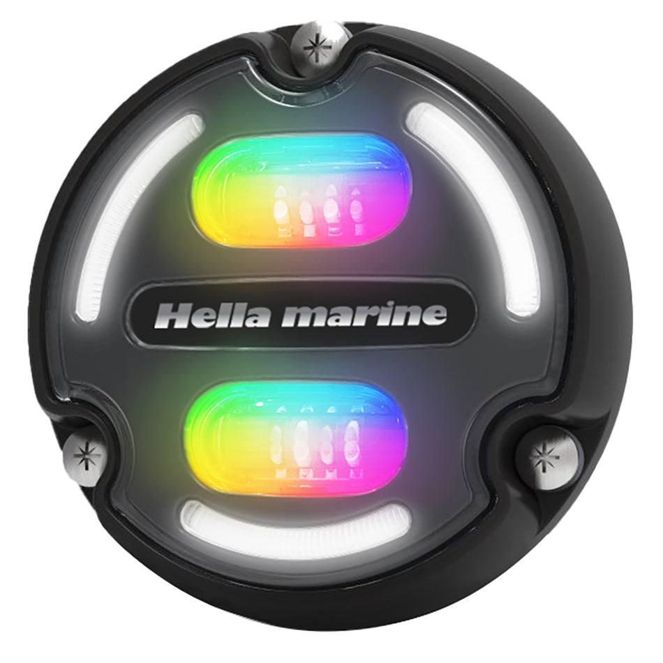 Feu sous-marin Hella Marine A2 RGB - 3000 lumens - Boîtier noir - Lentille anthracite avec éclairage de bord [016148-001]