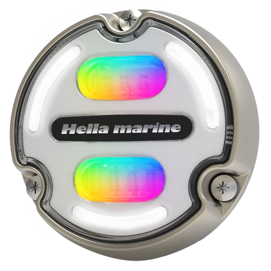 Projecteur sous-marin Hella Marine Apelo A2 RGB - 3000 lumens - Boîtier en bronze - Lentille blanche avec éclairage de bord [016148-101]