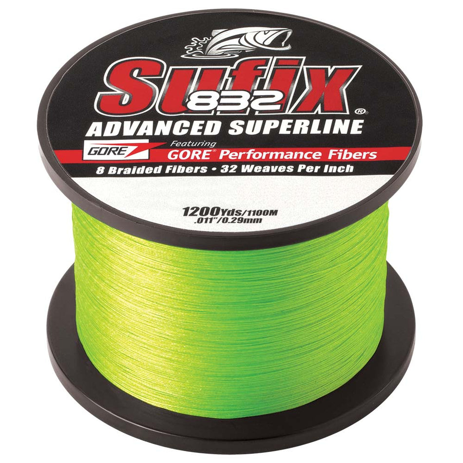 Tresse Sufix 832 Advanced Superline - 20 lb - Citron vert fluo - 1 200 verges [660-320L]