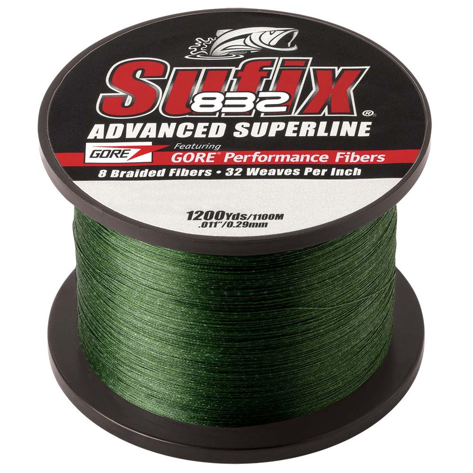 Tresse Sufix 832 Advanced Superline - 30 lb - Vert basse visibilité - 1 200 yds [660-330 G]