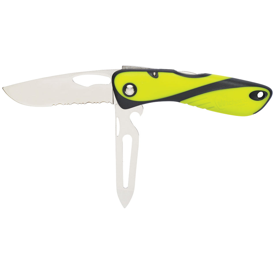 Couteau Offshore Wichard - Lame dentelée - Manille/Pointe - Fluorescent [10122]