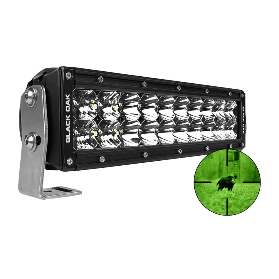 Barre lumineuse LED infrarouge à double rangée Black Oak Pro Series 3.0 10" 850 nm - Optique combinée - Boîtier noir [10IR-850]