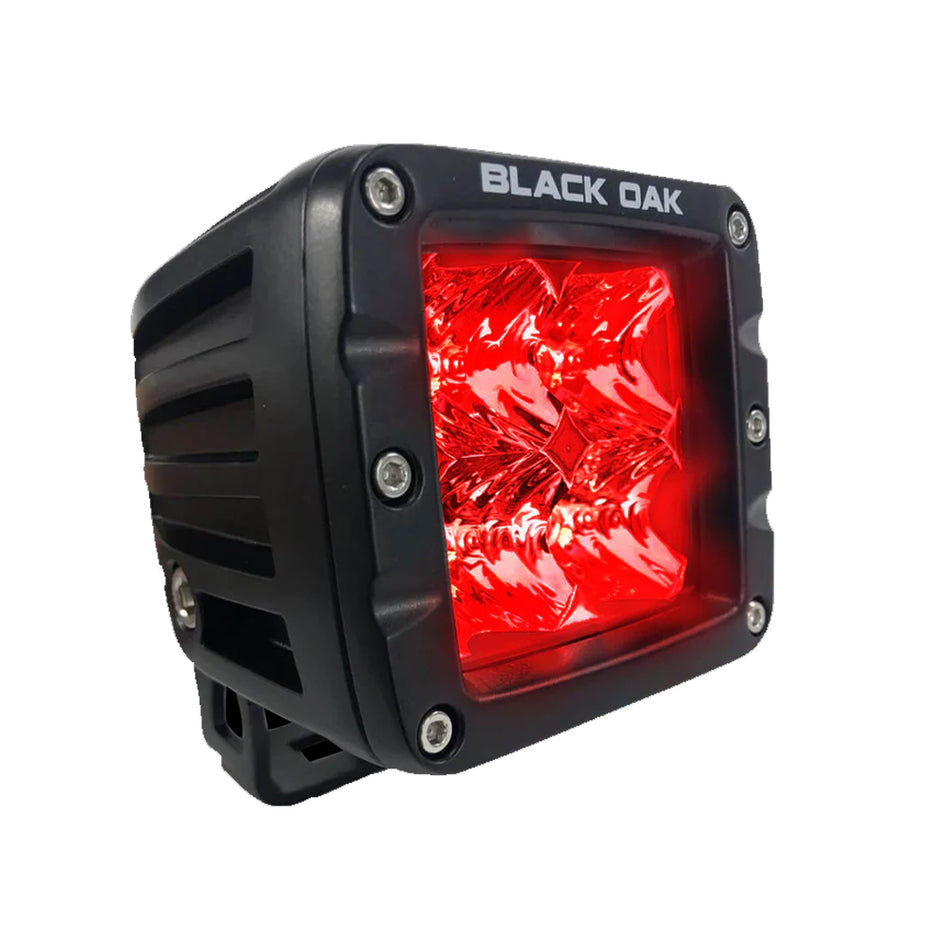 Lampe de chasse à LED rouge Black Oak 2" pour prédateurs - Optique à faisceau large - Boîtier noir - Série Pro 3.0 [2R-POD3OS]