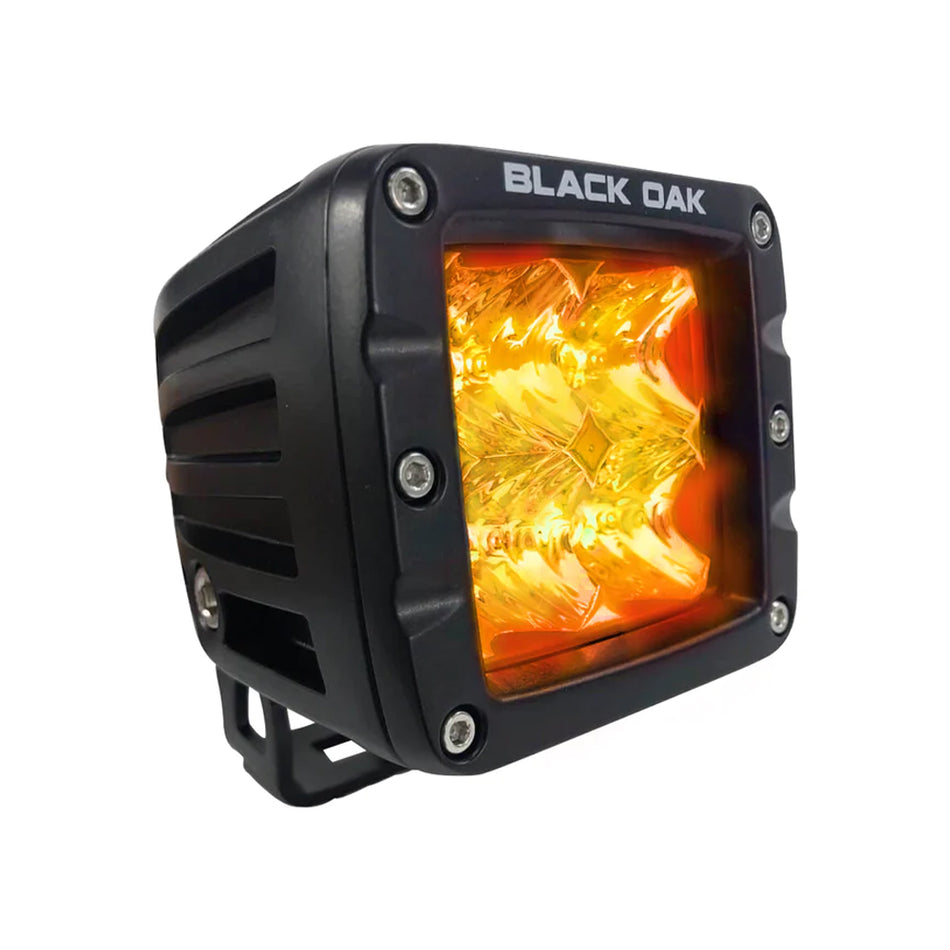 Lampe à LED ambre Black Oak 2" - Optique à faisceau large - Boîtier noir - Série Pro 3.0 [2A-POD30S]