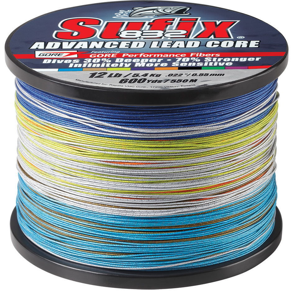 Noyau de plomb avancé Sufix 832 - 12 lb - 10 couleurs mesurées - 600 verges [658-312MC]