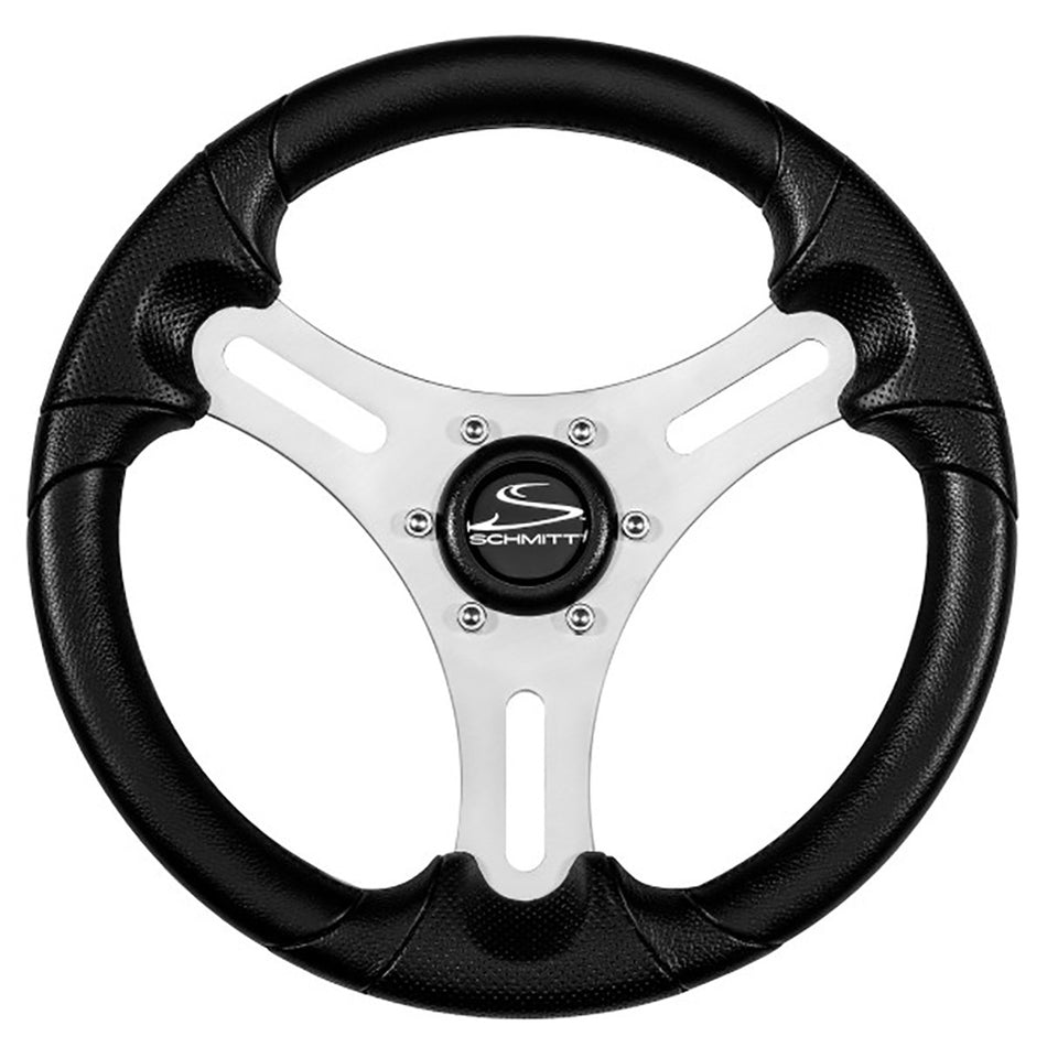 Roue Schmitt Marine Torcello Lite 13" - Roue en polyuréthane noir avec rayons argentés, capuchon noir - Tige conique 3/4" [PU063104-01R]