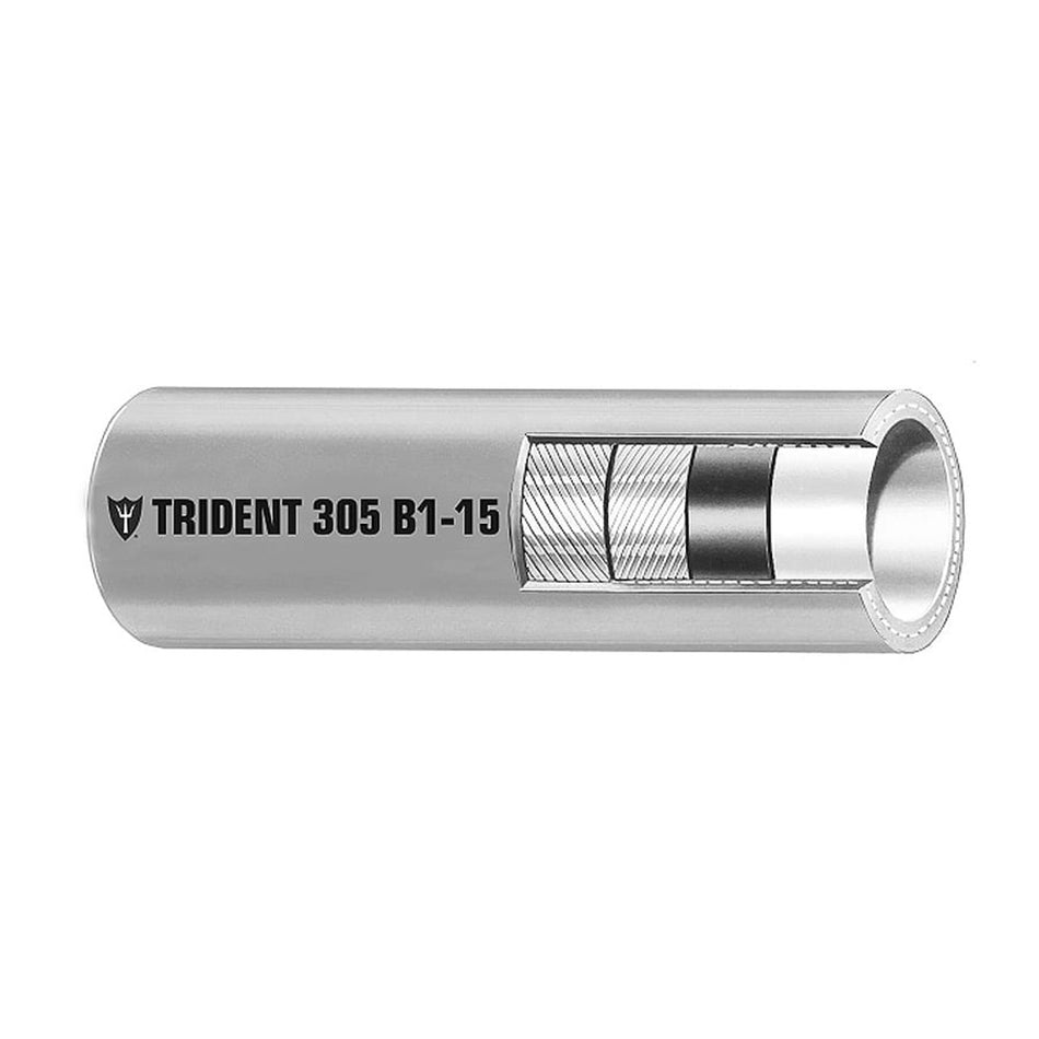 Tuyau de conduite de carburant hors-bord Trident Marine 3/8" x 50, doublé d'une barrière, conforme à l'EPA B1-15 - Gris [305-0386]