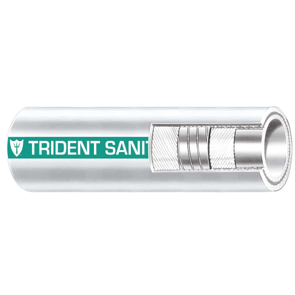 Tuyau d'assainissement marin de qualité supérieure Trident Marine 1-1/2" - Blanc avec bande verte - Vendu au pied [102-1126-FT]